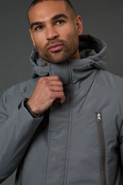 Manteau Long Matelassé Gris
