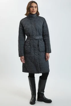 KarenMillen Manteau Long Matelassé À Liseré Petite<Femme Manteaux Et Vestes D’Automne|Vestes & Manteaux