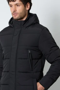 Manteau Long Matelassé Noir