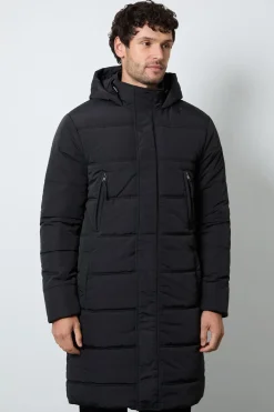 Manteau Long Matelassé Noir