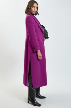 KarenMillen Manteau Long Maxi Cintré En Laine À Double Boutonnage Petite<Femme Manteaux Et Vestes D’Automne|Vestes & Manteaux