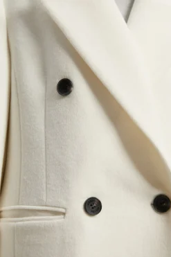 Manteau Long Maxi Croisé Oversize En Laine Brossée Petite