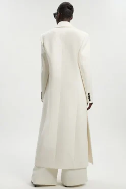 Manteau Long Maxi Croisé Oversize En Laine Brossée Petite