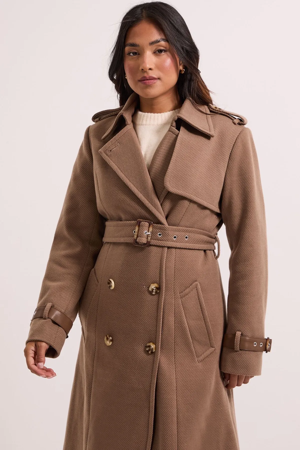 Dorothy Perkins Manteau Long Petite avec Détails de Manchettes et Boutons<Femme Manteaux Et Vestes D’Automne|Vestes & Manteaux