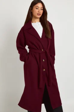 boohoo Manteau Long Surdimensionné à Ceinture Boutonné Aspect Laine<Femme Vestes & Manteaux