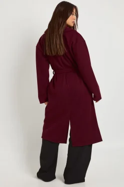 boohoo Manteau Long Surdimensionné à Ceinture Boutonné Aspect Laine<Femme Vestes & Manteaux
