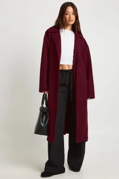 boohoo Manteau Long Surdimensionné à Ceinture Boutonné Aspect Laine<Femme Vestes & Manteaux