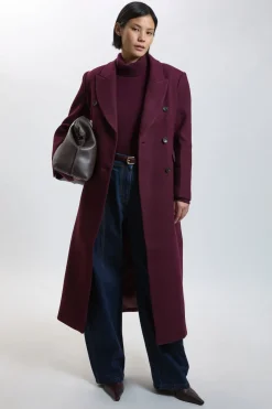 Manteau Long Tailleur Croisé En Laine Petite