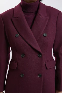 Manteau Long Tailleur Croisé En Laine Petite