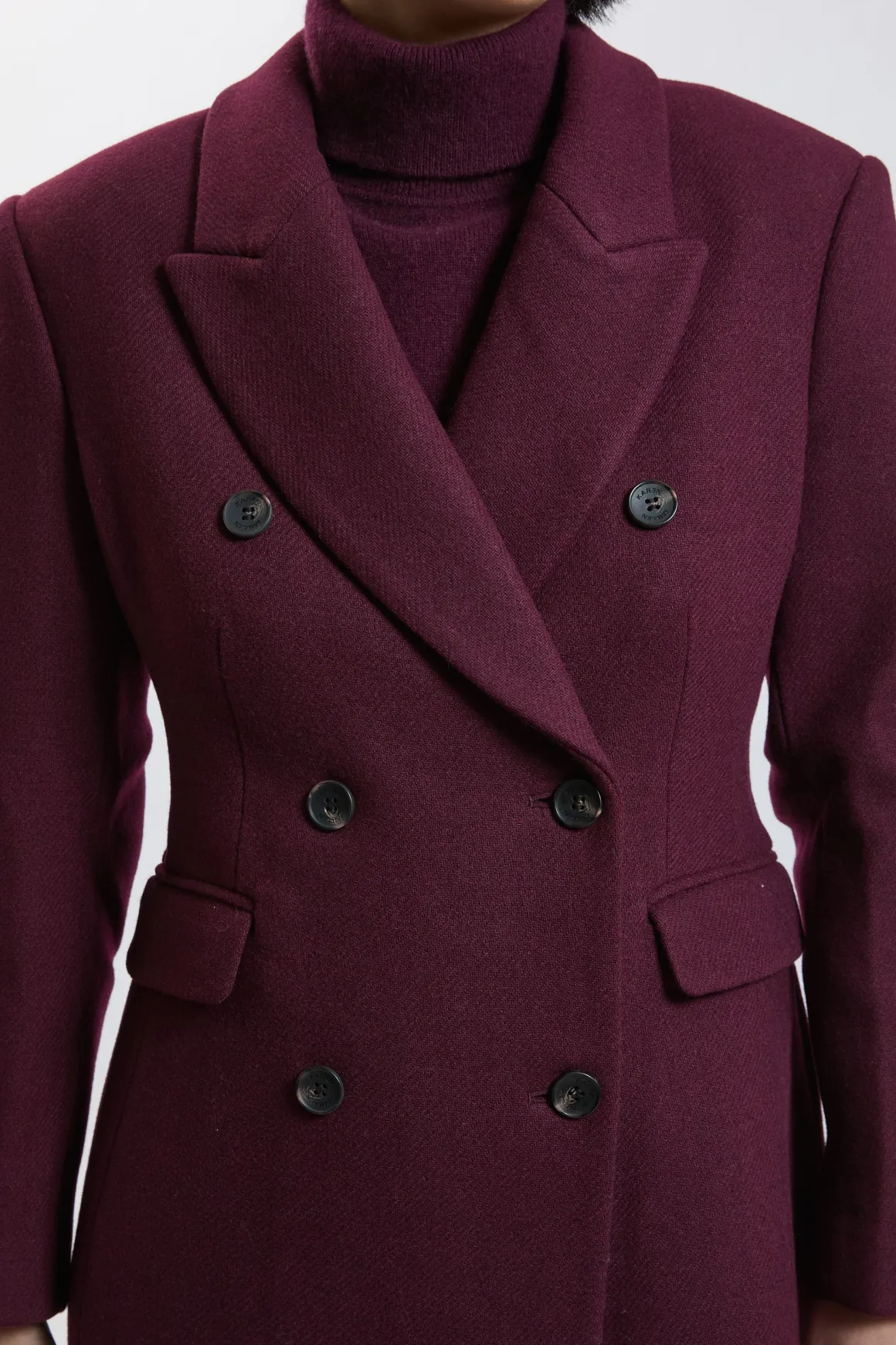 Manteau Long Tailleur Croisé En Laine Petite