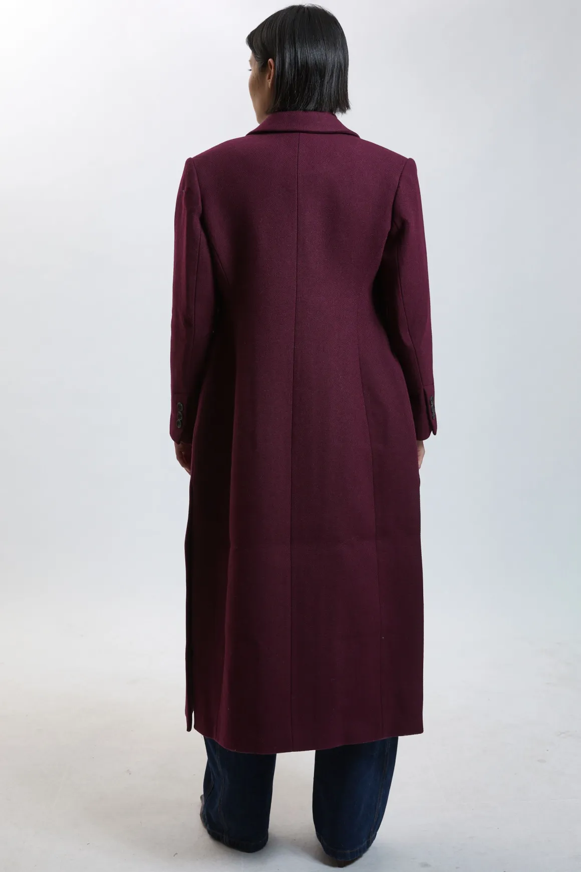 Manteau Long Tailleur Croisé En Laine Petite