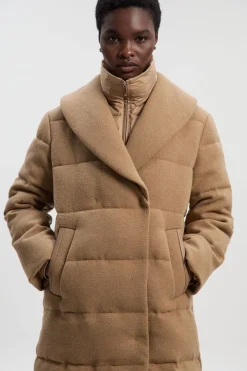 Manteau Matelassé Hybride en Laine Mi-Long