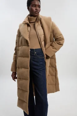 Manteau Matelassé Hybride en Laine Mi-Long