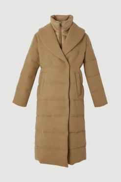 Manteau Matelassé Hybride en Laine Mi-Long