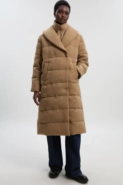Manteau Matelassé Hybride en Laine Mi-Long