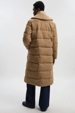 Manteau Matelassé Hybride en Laine Mi-Long