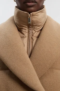 Manteau Matelassé Hybride en Laine Mi-Long