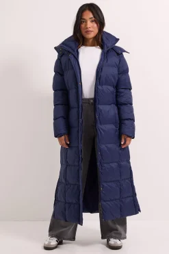 Manteau Matelassé Long avec Bordure en Fourrure Petite