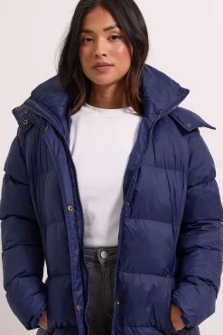 Manteau Matelassé Long avec Bordure en Fourrure Petite