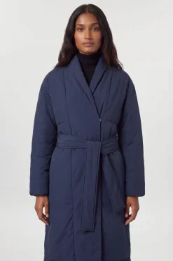 Manteau Matelassé Mi-long Avec Ceinture