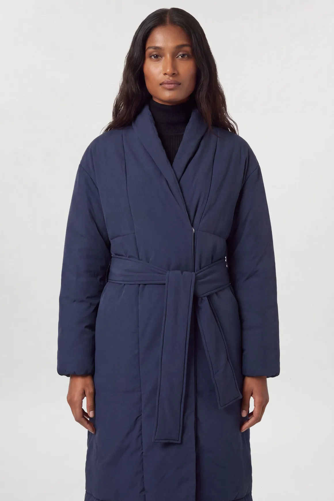 Manteau Matelassé Mi-long Avec Ceinture