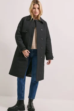 Dorothy Perkins Manteau Matelassé Mi-Long à Détail Col<Femme Vestes & Manteaux