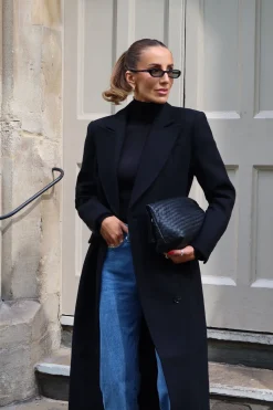 Manteau Maxi Ajusté en Mélange de Laine