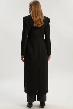 Manteau Maxi Ajusté en Mélange de Laine
