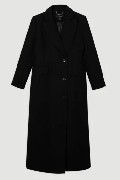 Manteau Maxi Ajusté en Mélange de Laine