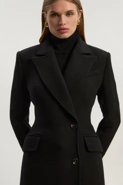 Manteau Maxi Ajusté en Mélange de Laine