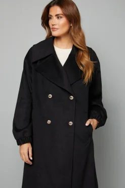Manteau Maxi avec Col Large et Poignets Élastiques