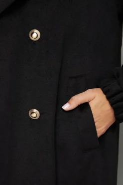 Manteau Maxi avec Col Large et Poignets Élastiques