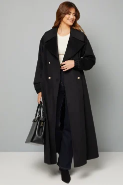 Manteau Maxi avec Col Large et Poignets Élastiques