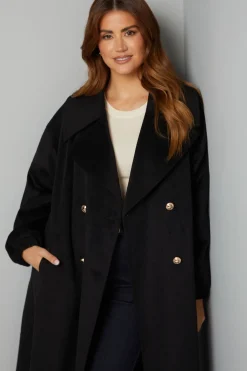 Manteau Maxi avec Col Large et Poignets Élastiques