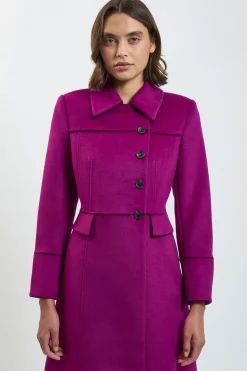 Manteau Maxi À Boutons En Laine Brossée Avec Liseré Petite