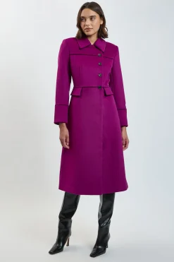 Manteau Maxi À Boutons En Laine Brossée Avec Liseré Petite