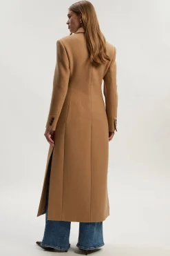 Manteau Maxi Cintré en Laine Double Boutonnage
