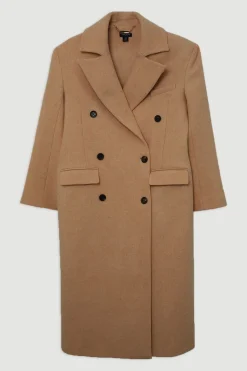Manteau Maxi Cintré en Laine Double Boutonnage