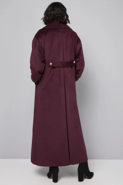 Manteau Maxi à Col Détaillé et Poignets Élastiques