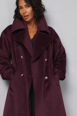 Manteau Maxi à Col Détaillé et Poignets Élastiques