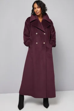 Manteau Maxi à Col Détaillé et Poignets Élastiques