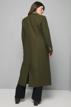 Manteau Maxi en Mélange de Laine avec Détails de Poches