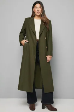 Manteau Maxi en Mélange de Laine avec Détails de Poches