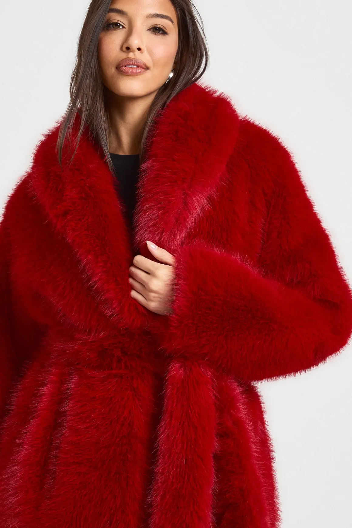 Manteau Maxi en synthétique avec Ceinture