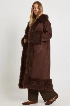 Manteau Maxi En Synthétique Avec Bordure En Synthétique