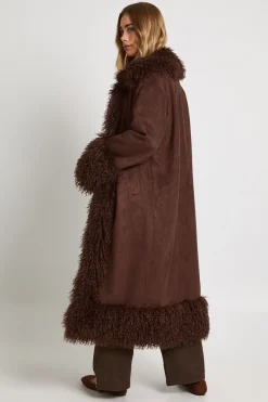 Manteau Maxi En Synthétique Avec Bordure En Synthétique
