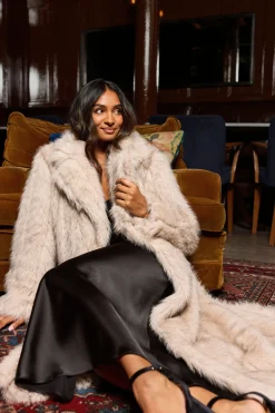Manteau Maxi en synthétique avec Ceinture