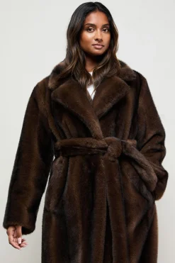 Manteau Maxi en synthétique avec Ceinture