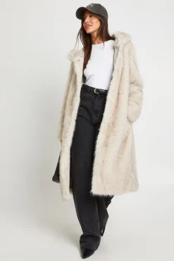 boohoo Manteau Maxi En Synthétique À Casynthétiqueche Avec Ceinture<Femme Vestes & Manteaux