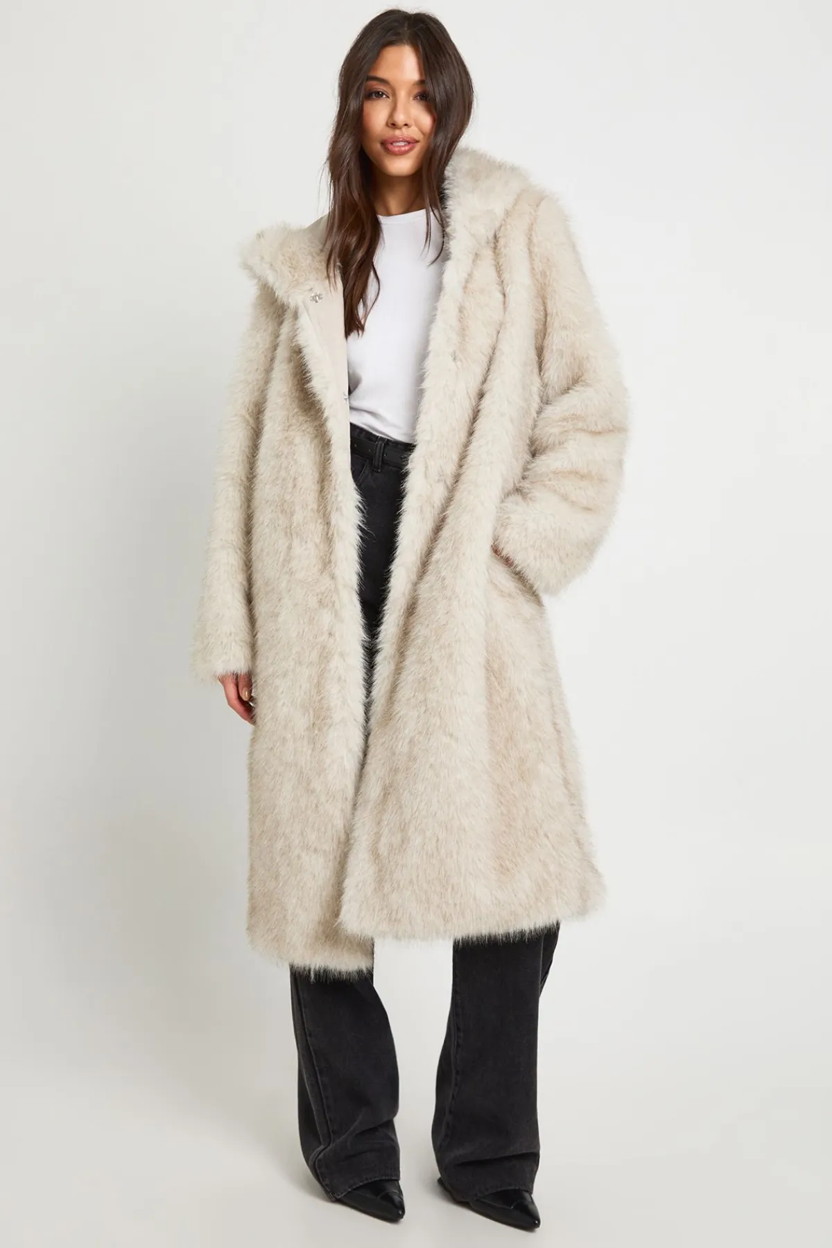 boohoo Manteau Maxi En Synthétique À Casynthétiqueche Avec Ceinture<Femme Vestes & Manteaux